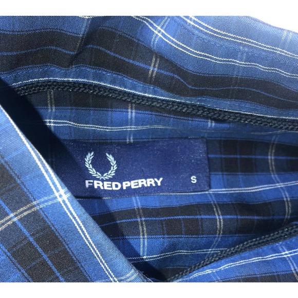 Fred Perry Plaid Blue Black Multicolor Tartan Button-down size‎ Small - Picture 4 of 8